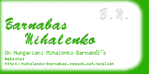 barnabas mihalenko business card